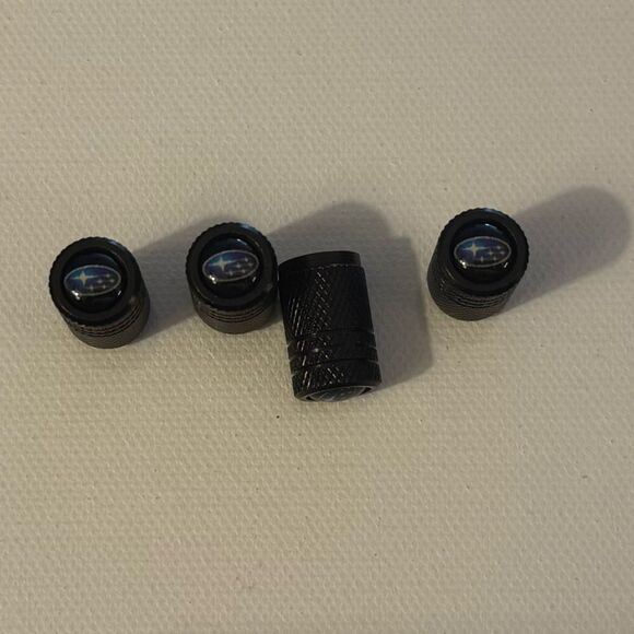 Subaru Valve Stem Caps in Black Set of 4 NWT - Picture 1 of 4